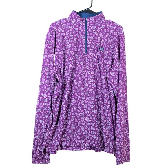 Good Good Golf Men Shirt Purple Paisley 1/4 Zip Pullover Long Sleeve Stretch XL - Picture 1 of 11